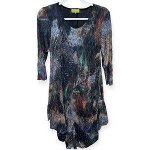 Giselle Shepatin Abstract Artful Long Sleeve Mesh Dress
